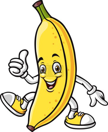 Illustration for Illustration of Cartoon banana character giving a thumbs up - Royalty Free Image