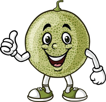 Ilustración de Illustration of Cartoon melon character giving a thumbs up - Imagen libre de derechos