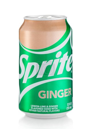 Photo for LONDON, UK - JULY 06, 2022: Sprite soft soda drink with ginger on white. - Royalty Free Image