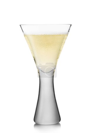 Téléchargez les photos : Wine and champagne crystal mouth-blown glass on white. - en image libre de droit