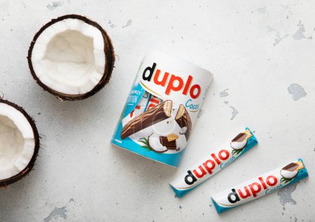 Photo for LONDON, UK - NOVEMBER 20, 2023: Pack of Duplo summer edition chocolate with coconut on light board. - Royalty Free Image