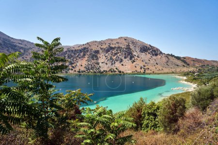 Natural freshwater Kourna Lake on the island of Crete, Greece