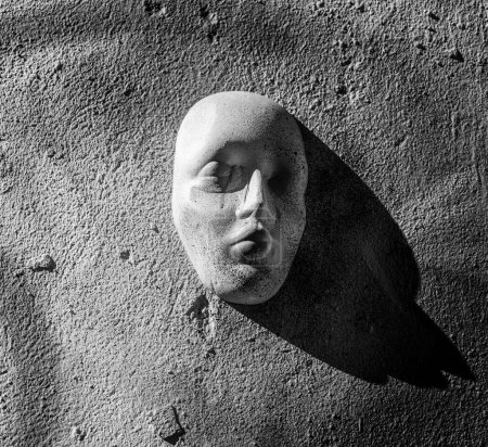 Photo for Black and white photography, plaster mask, face, RAW site, Friedrichshain, Berlin, Germany - Royalty Free Image