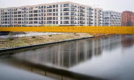 Photo for Long exposure, Golda Meir Steg on the Landwehr Canal, Berlin, Germany - Royalty Free Image