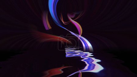 Colorful strings in motion against black background