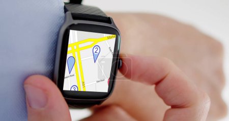 Photo for Wrist Watch With Mobile GPS Map. Connected Smartwatch - Royalty Free Image