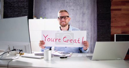 Photo for Compliment And Praise Message Sign. Business Concept Note - Royalty Free Image