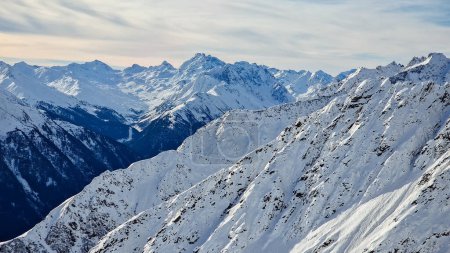 Austria Paznaun Rocky Mountains Landscape With Snow