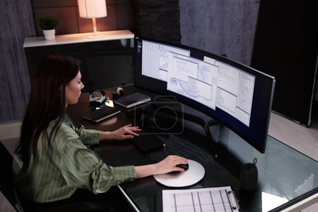 Photo for Programmer Woman Coding On Computer. Coder Girl - Royalty Free Image