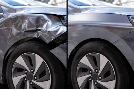 Photo for Photo Of Car Dent Repair Before And After - Royalty Free Image
