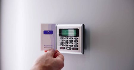 Photo for RFID Security Card Swipe. Apartment Door With Id System - Royalty Free Image