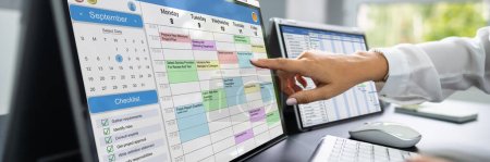 Photo for Gantt Employee Time Sheet Chart And Business Schedule - Royalty Free Image