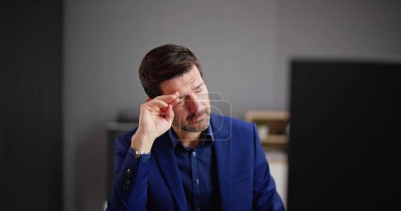 Photo for Eye Pain And Inflammation. Man With Retina Fatigue And Spasm - Royalty Free Image
