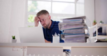 Photo for Business Man Tired And Stressed At Desk - Royalty Free Image