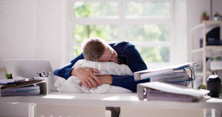 Photo for Bored Boss Man Sleeping. Restful Tired Employee - Royalty Free Image