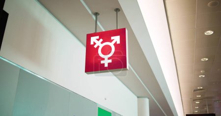 Photo for Genderless Public Restroom Sign. Gender Neutral Toilet - Royalty Free Image