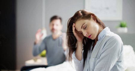 Photo for Worried Woman In Bed. Couple Sex Problem - Royalty Free Image