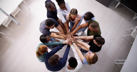 Photo for Business Team Huddle. Diverse Friends Hands Commitment - Royalty Free Image