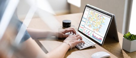 Financial Business Analytics Heatmap Dashboard. Analyst Woman