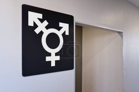 Photo for Genderless Public Restroom Sign. Gender Neutral Toilet - Royalty Free Image