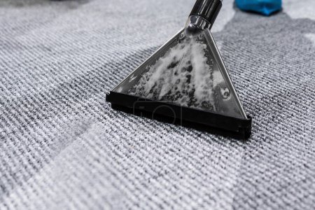 Foto de Alfombra de limpieza conserje alfombra con vacío para una limpieza prístina - Imagen libre de derechos