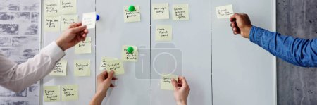 Photo for Young agile manager organizing scrum on kanban board - Royalty Free Image