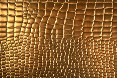 Téléchargez les photos : Gros plan du cuir crodile doré - en image libre de droit