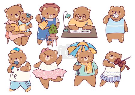 Illustration for Cartoonn bear characters, set - Royalty Free Image