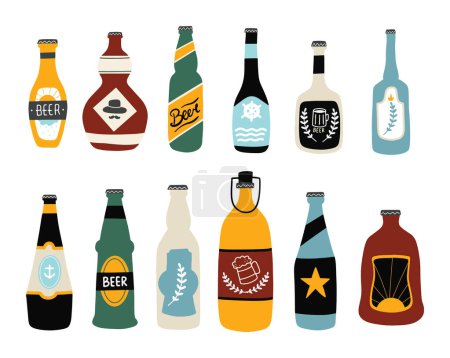Foto de Vector illustration of bottles and drink icon. set of liquor and alcohol stock symbol for web. - Imagen libre de derechos