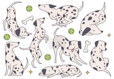 Illustration for Seamless pattern of cute Dalmatian dogs on white background, vector illustration - Royalty Free Image