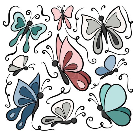 Ilustración de Mariposa incompleta garabato línea arte ilustración - Imagen libre de derechos