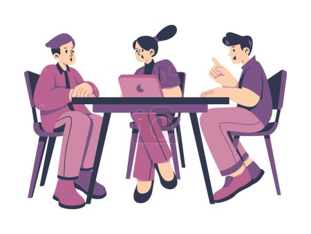 Illustration for Office worker having discussion with colleague, flat style illustration - Royalty Free Image