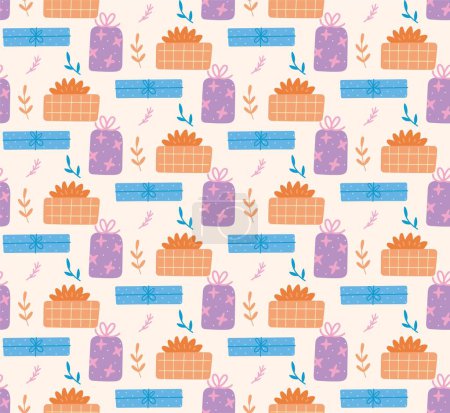 Illustration for Cute Christmas background seamless pattern - Royalty Free Image