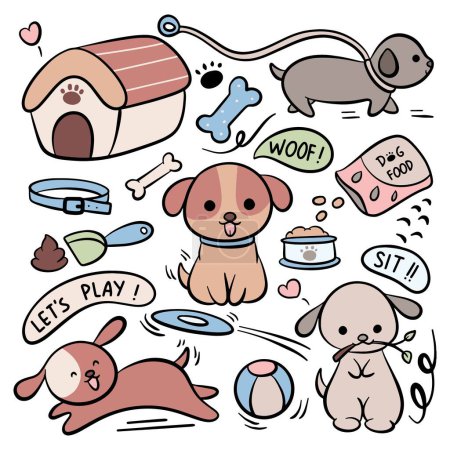 Illustration for Cute dog vector illustration set - Royalty Free Image