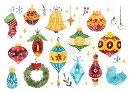 Illustration for Hand Drawn Christmas Doodle, Christmas Celebration Related Object in Watercolor Style Illustration - Royalty Free Image