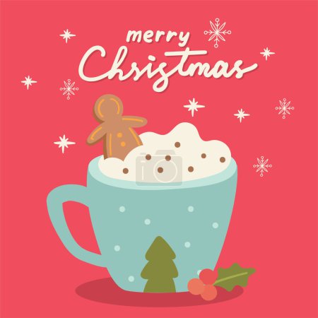 Illustration for Christmas Greeting Card with Christmas Beverages - Royalty Free Image