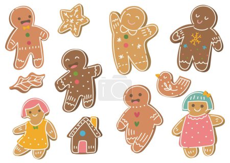 Illustration for Ginger bread figures, set - Royalty Free Image