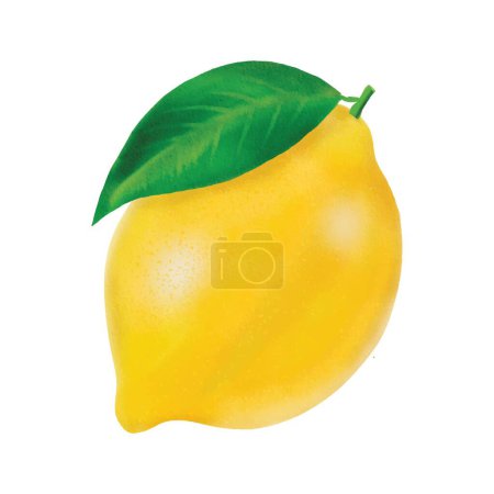Téléchargez les illustrations : Citron jaune avec feuille. illustration aquarelle. - en licence libre de droit