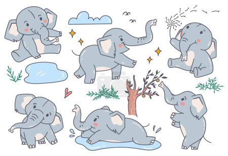 Foto de Dibujo animado elefante carácter vector ilustración fondo - Imagen libre de derechos