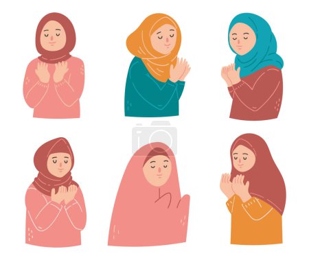 Foto de Mujer musulmana rezando, ilustración de estilo plano - Imagen libre de derechos