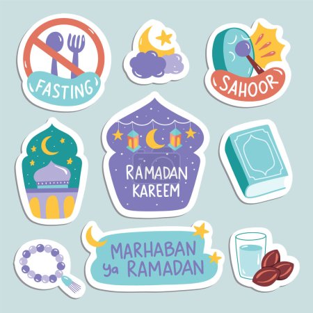Illustration for Cute Ramadan Greeting Cartoon Doodle - Royalty Free Image