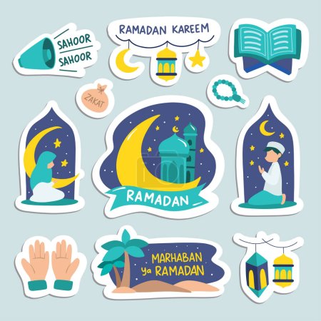 Foto de Lindo saludo Ramadán Doodle de dibujos animados - Imagen libre de derechos