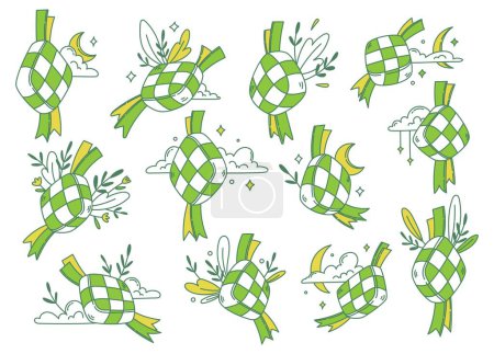 Ilustración de Conjunto de elemento de diseño de decoración Ketupat - Imagen libre de derechos