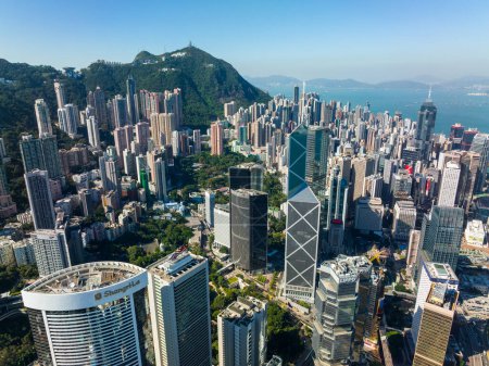 Foto de Hong Kong - 08 diciembre 2021: Vista superior del paisaje urbano de Hong Kong - Imagen libre de derechos