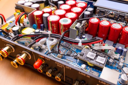 Photo for Taiwan - 07 June 2022: Circuit board of sound amplifier - Royalty Free Image