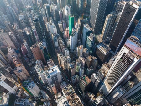 Photo for Hong Kong - 10 December 2021: Top down view of Hong Kong business district - Royalty Free Image