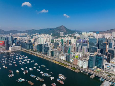 Foto de Kwun Tong, Hong Kong - 12 de diciembre de 2021: Vista superior de la ciudad de Hong Kong - Imagen libre de derechos