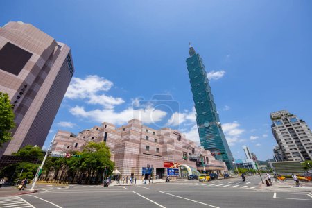 Photo for Taipei, Taiwan - 09 April 2022: Taipei city street landmark - Royalty Free Image