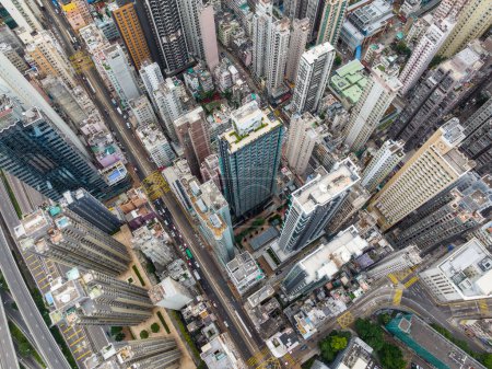 Foto de Hong Kong - 08 de febrero de 2022: Vista superior de la ciudad de Hong Kong en Sheung Wan - Imagen libre de derechos