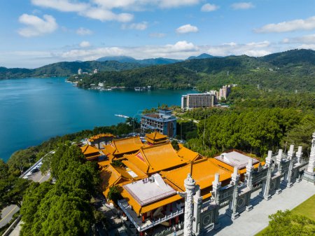 Photo for Top view of Sun Moon Lake Wen Wu Temple in Taiwan - Royalty Free Image